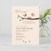 1 Oeufs roses nids Oiseaux Baby shower Invitation (Debout devant)