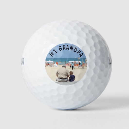 #1 Opa Vaderdag Aangepaste foto Golfballen (Voorkant)