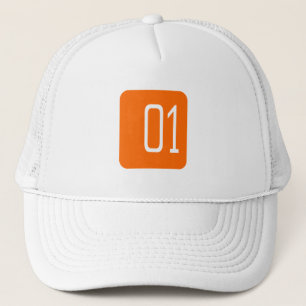 #1 Oranje vierkant Trucker Pet