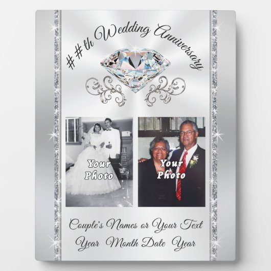1 ou 2 Plaques d'anniversaire du Mariage photo, to (Devant)