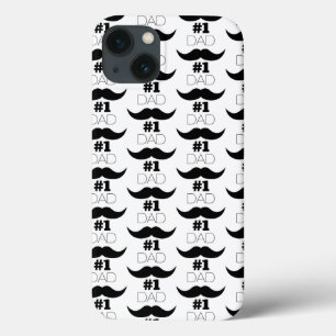 #1 Pap Black en White Mustache - Nummer 1 iPhone 13 Hoesje