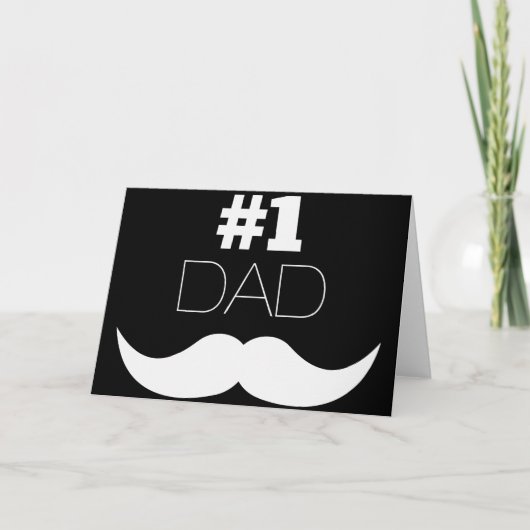 #1 Pap Black en White Mustache - Nummer 1 Kaart (Voorkant)