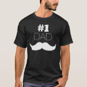 #1 Pap Black en White Mustache - Nummer 1 T-shirt (Voorkant)