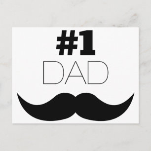 #1 Pap Black Mustache - Nummer 1 Briefkaart