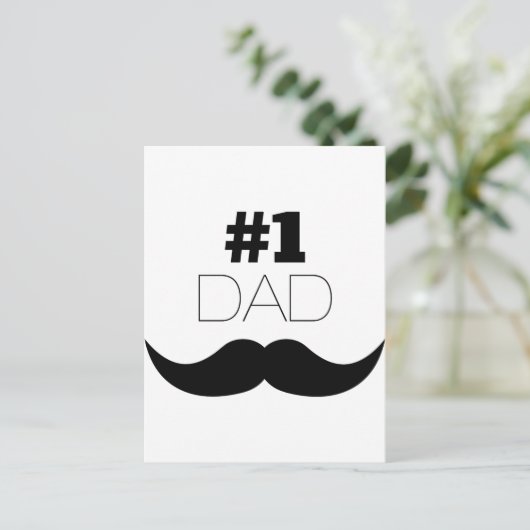 #1 Pap Black Mustache - Nummer 1 Briefkaart (Staand voorkant)