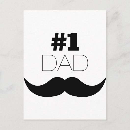 #1 Pap Black Mustache - Nummer 1 Briefkaart (Voorkant)