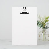 #1 Pap Black Mustache - Nummer 1 Briefpapier (Staand voorkant)