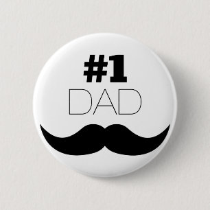 #1 Pap Black Mustache - Nummer 1 Ronde Button 5,7 Cm