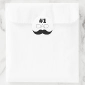 #1 Pap Black Mustache - Nummer 1 Ronde Sticker (Tas)