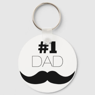 #1 Pap Black Mustache - Nummer 1 Sleutelhanger