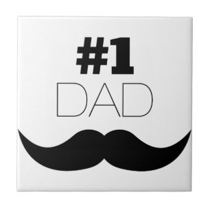 #1 Pap Black Mustache - Nummer 1 Tegeltje