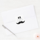 #1 Pap Black Mustache - Nummer 1 Vierkante Sticker (Envelop)
