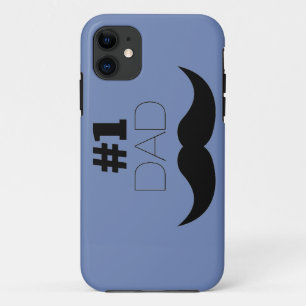 #1 Pap Blue en Black Mustache - Nummer 1 iPhone 11 Hoesje