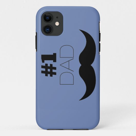 #1 Pap Blue en Black Mustache - Nummer 1 Case-Mate iPhone Case (Achterkant)