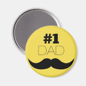 #1 Pap Gele Mustache - Nummer 1 Magneet (Voorkant / Achterkant)