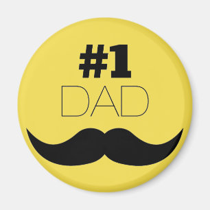 #1 Pap Gele Mustache - Nummer 1 Magneet