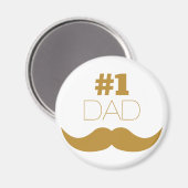#1 Pap Gold Mustache - Nummer 1 Magneet (Voorkant / Achterkant)