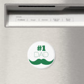 #1 Pap Green Mustache - Nummer 1 Magneet (Insitu (Vaatwasser))