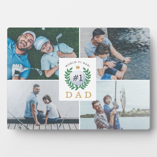 #1 Pap, Happy Fathers Day Golf Theme Foto Collage Fotoplaat (voorkant)