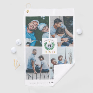#1 Pap, Happy Fathers Day Golf Theme Foto Collage Golfhanddoek