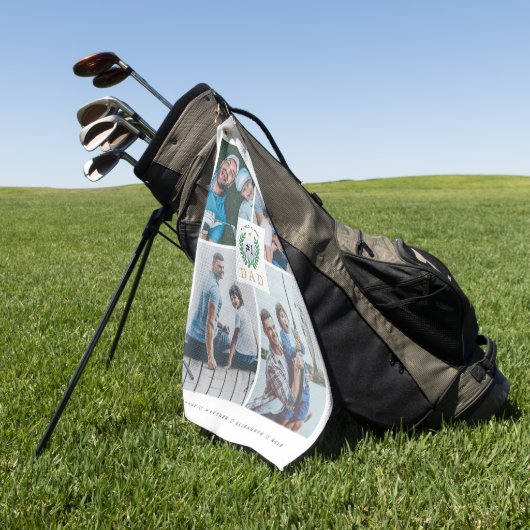 #1 Pap, Happy Fathers Day Golf Theme Foto Collage Golfhanddoek (Groen)