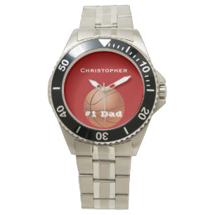 #1 Pap, Persoonlijke naam, Rood, Basketball Wrist Horloge