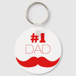 #1 Pap Red Mustache - Nummer 1 Sleutelhanger