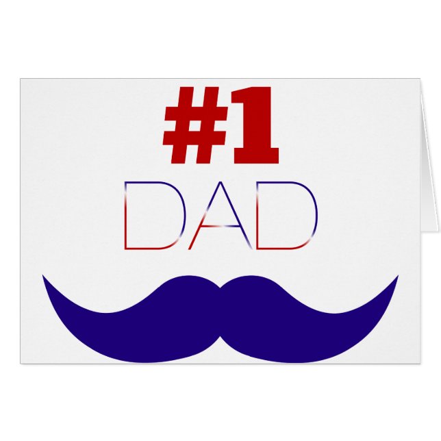 #1 Pap Red White en Blue Mustache - Nummer 1 (Voorkant Horizontaal)