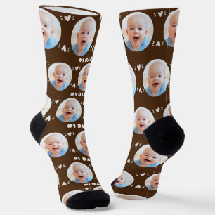 #1 Papa Baby of Kind Foto Bruin Vaderdag Sokken