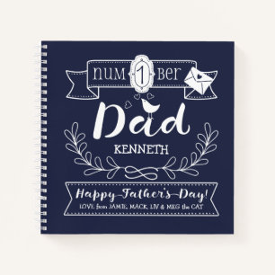 1 Papa Cute Monogram van uw vader Notitieboek
