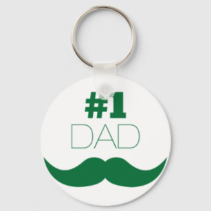 #1 Papa Groene Snor - Nummer Een Sleutelhanger