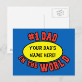 #1 Papa in de wereld aanpassen Vaderdag Briefkaart (Voorkant / Achterkant)