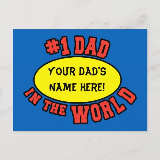 #1 Papa in de wereld aanpassen Vaderdag Briefkaart (Voorkant)