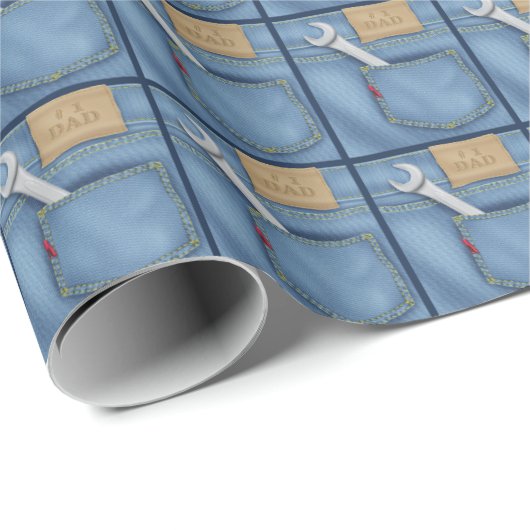 #1 Papa is bang in Jean Pocket Cadeaupapier (Rol Hoek)