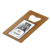 #1 Papa  tekening Kredietkaart Flessenopener (Voorkant Gekanteld)