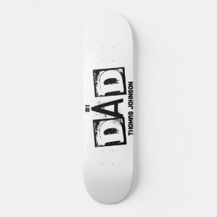 #1 Papa zwart en wit gepersonaliseerd Skateboard