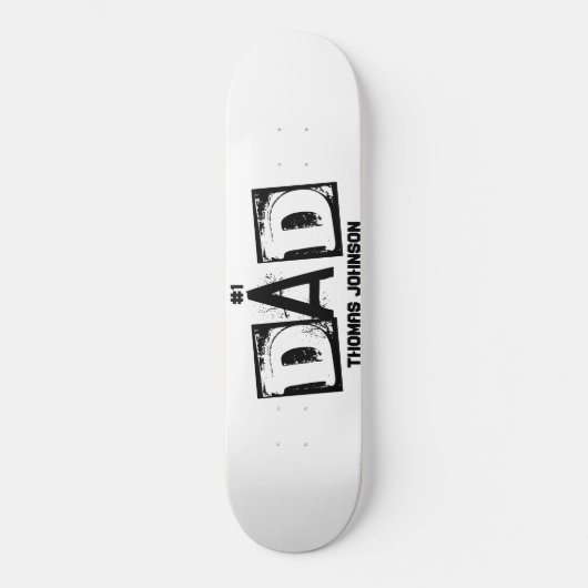 #1 Papa zwart en wit gepersonaliseerd Skateboard (Voorkant)