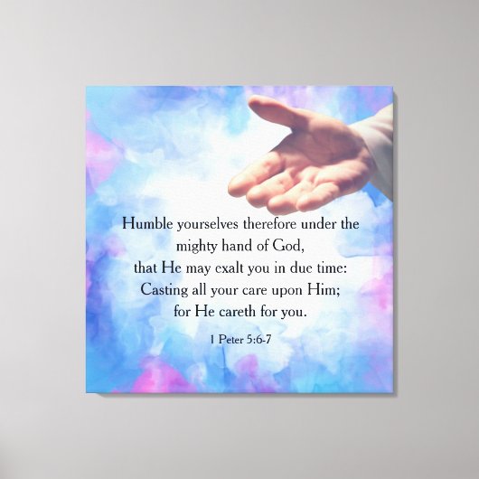 1 Peter 5:6-7 Canvas Afdruk (Voorkant)