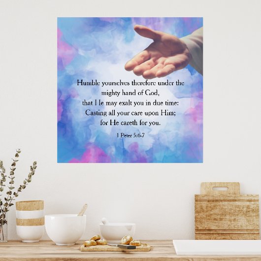 1 Peter 5:6-7 Poster (Keuken)