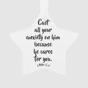 1 Peter 5:7 Bijbel angst Verse Aangepast Ornament