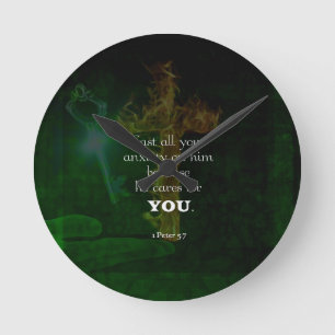 1 Peter 5:7 Bijbelversen citaat Ronde Klok