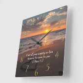1 Peter 5:7 Christelijke oceaan met zonsondergang Vierkante Klok (Hoek)