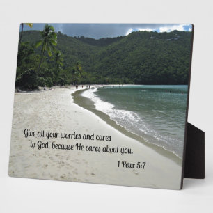 1 Peter 5:7 Geef al je zorgen en geef om God Fotoplaat