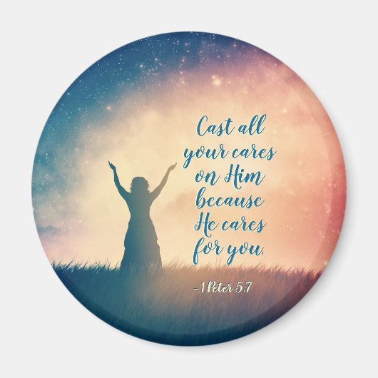 1 Peter 5:7 Gegoten al uw geef op hem, Manuscript Magneet (Voorkant)