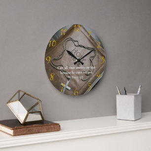 1 Peter 5:7 Heilige Bijbel met kruis Grote Klok