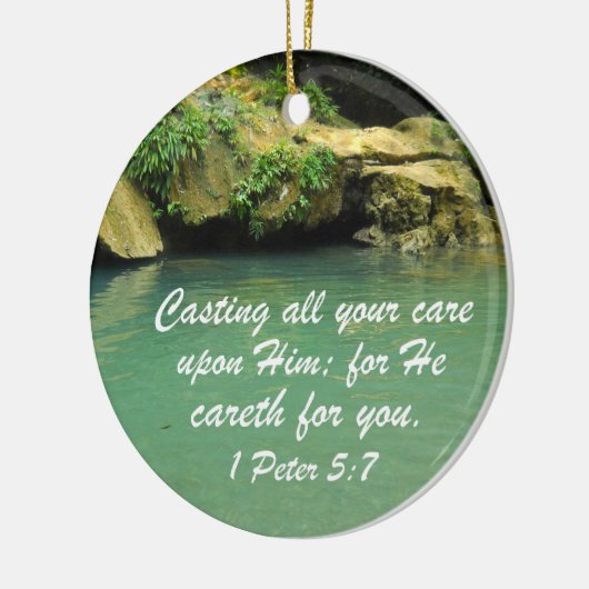 1 Peter 5:7 Keramisch Ornament (Links)