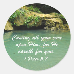 1 Peter 5:7 Ronde Sticker