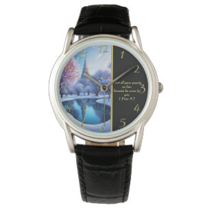 1 Peter 5:7 White Church Horloge