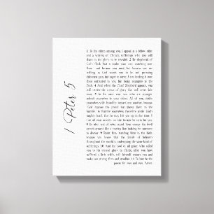 1 Peter 5 Bijbelse Manuscriptkunst Canvas Afdruk