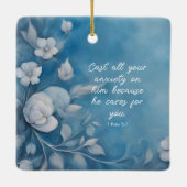 1 Petrus 5:7 Bijbelvers Afbeelding Keramisch Ornament (Achterkant)